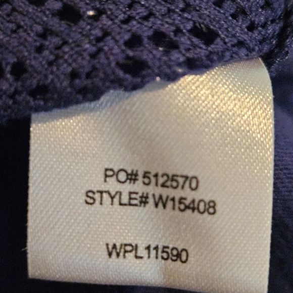 Women's Navy‎ Blue MV Sport Moose Graphic 3/4 Sleeve Lace Back Shirt Size XL - Picture 6 of 6